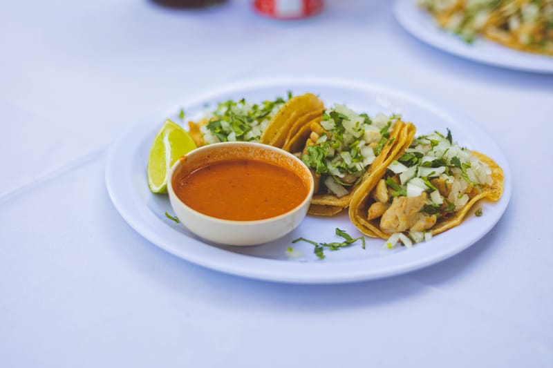 Spicy Chicken Taco with jalapeños and chipotle sauce
